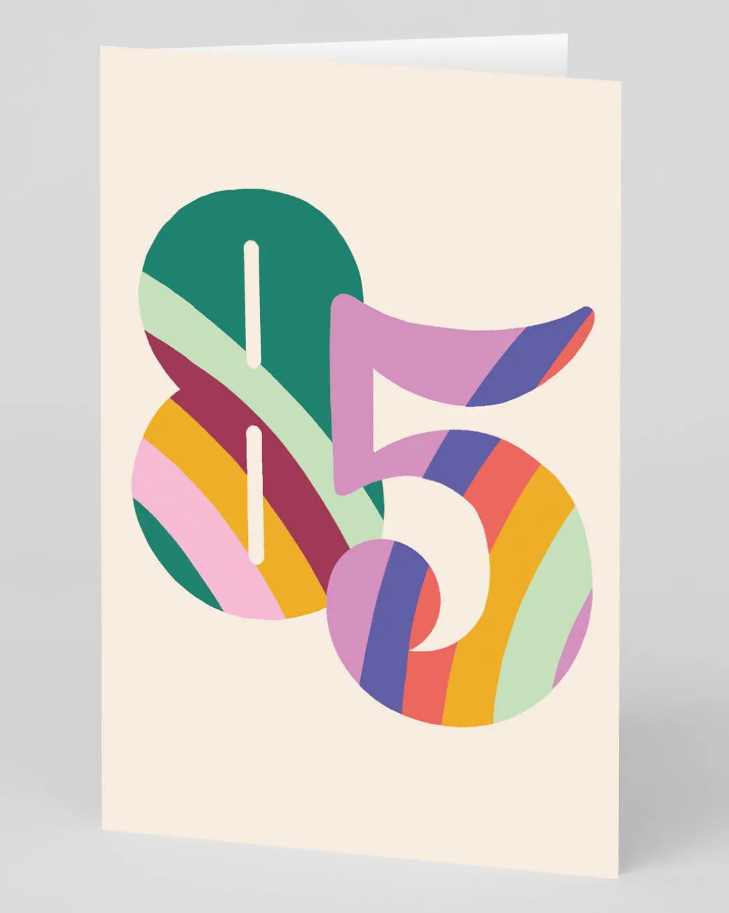 Personalised Colourful Rainbow Striped Numbers 85th Birthday Card | Ohh Deer