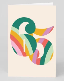 Personalised Colourful Rainbow Striped Numbers 65th Birthday Card | Ohh Deer