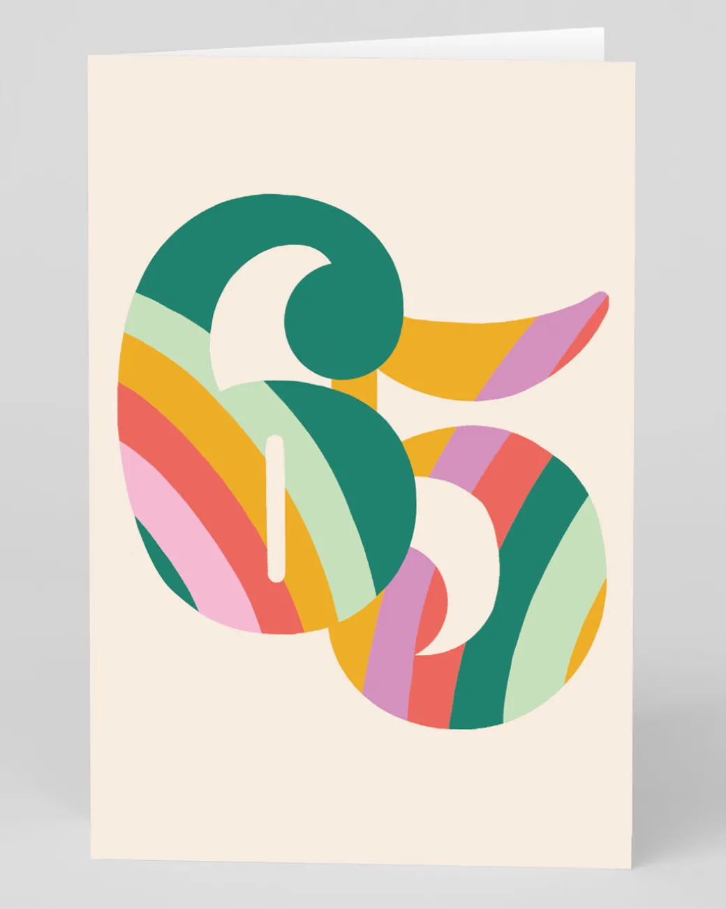 Personalised Colourful Rainbow Striped Numbers 65th Birthday Card | Ohh Deer