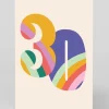 Personalised Colourful Rainbow Numbers 30th Birthday Card