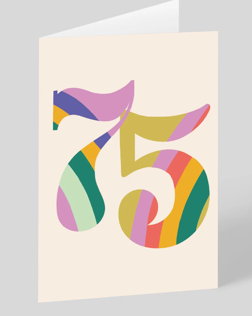 Personalised Colourful Rainbow Striped Numbers 75th Birthday Card | Ohh Deer