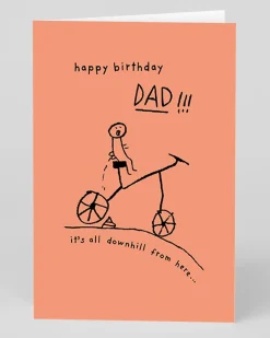 Personalised Dad It's All Downhill From Here Birthday Card | Ohh Deer