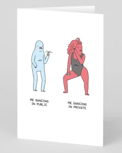 Personalised Dancing in Public vs Private Card | Ohh Deer