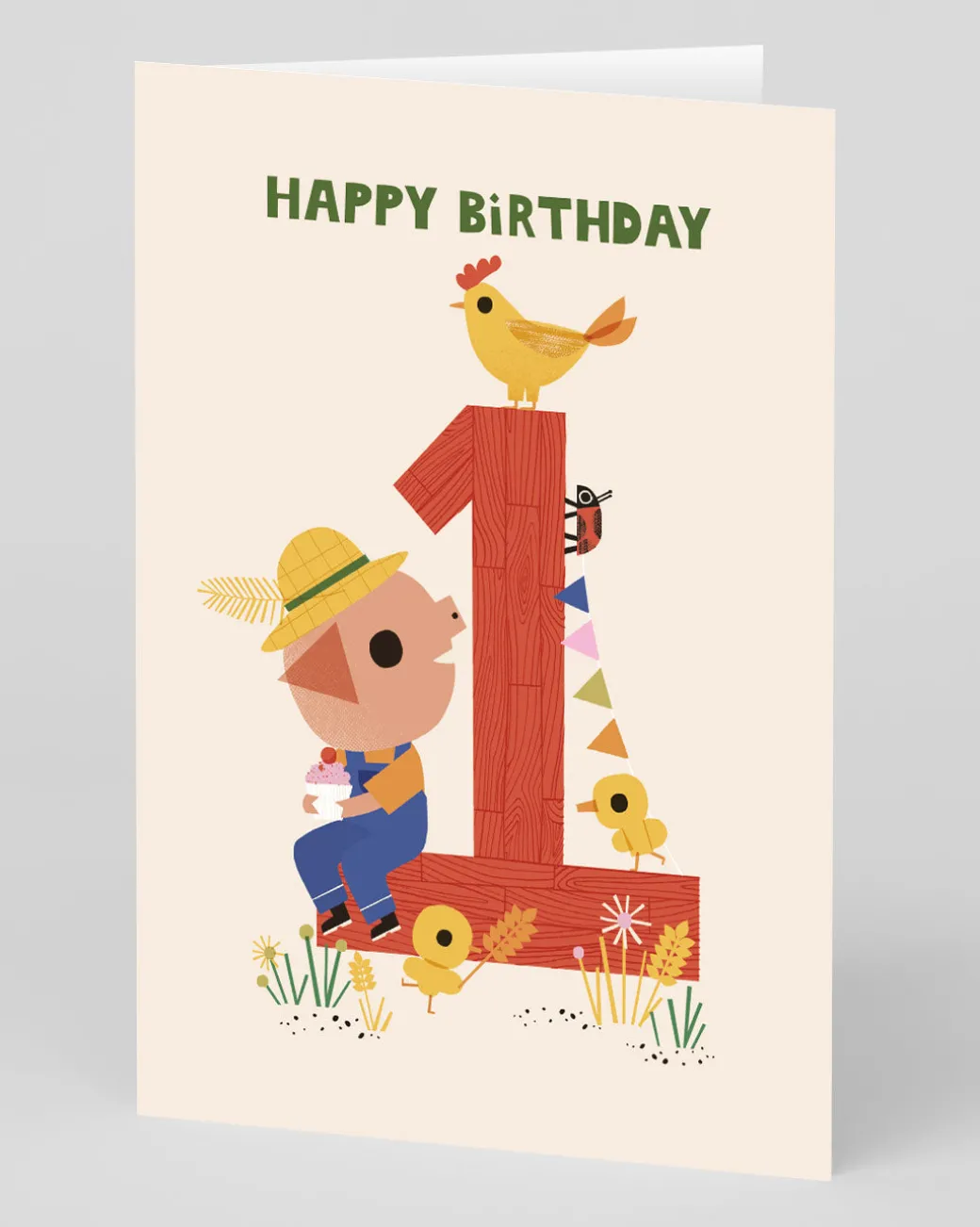 Personalised Gorgeous Farmer Pig 1st Birthday Card | Ohh Deer