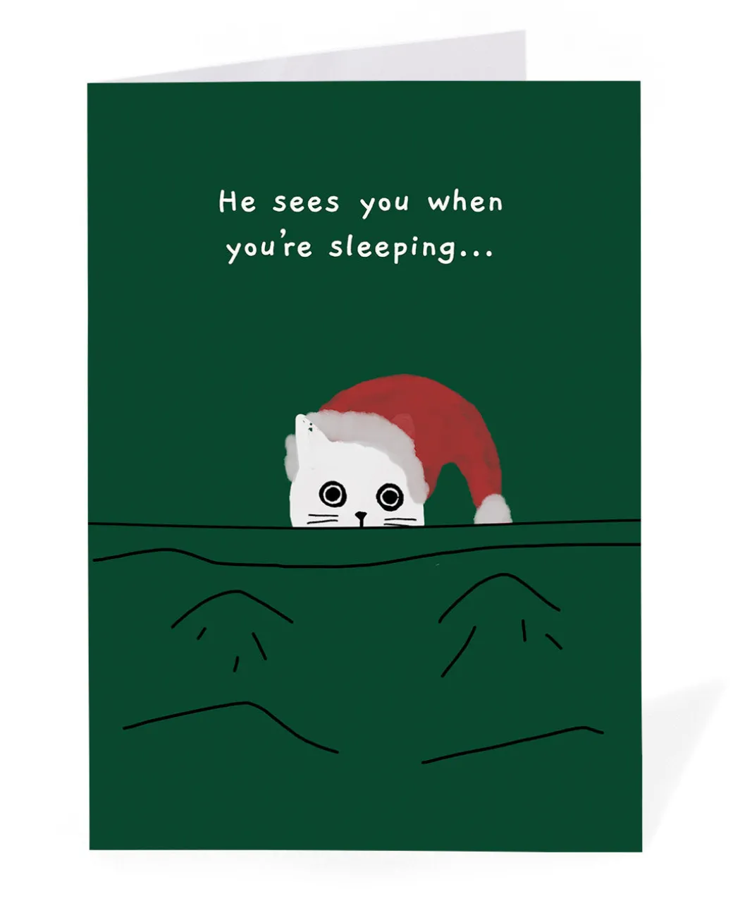 Personalised He Sees You When You're Sleeping Cat Christmas Card | Ohh Deer