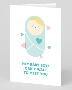 Personalised Hey Baby Boy New Baby Card