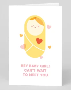 Personalised Hey Baby Girl New Baby Card