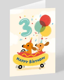 Personalised Hotdog Car 3rd Birthday Card