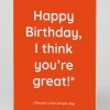 Personalised I Think You're Great Birthday Card | Ohh Deer