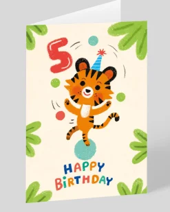 Personalised Juggler 5th Birthday Card