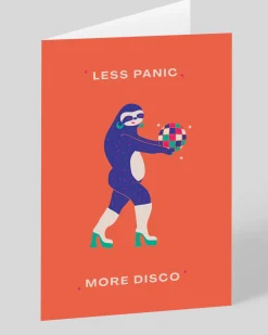 Personalised Less Panic More Disco Sloth Greeting Card | Ohh Deer