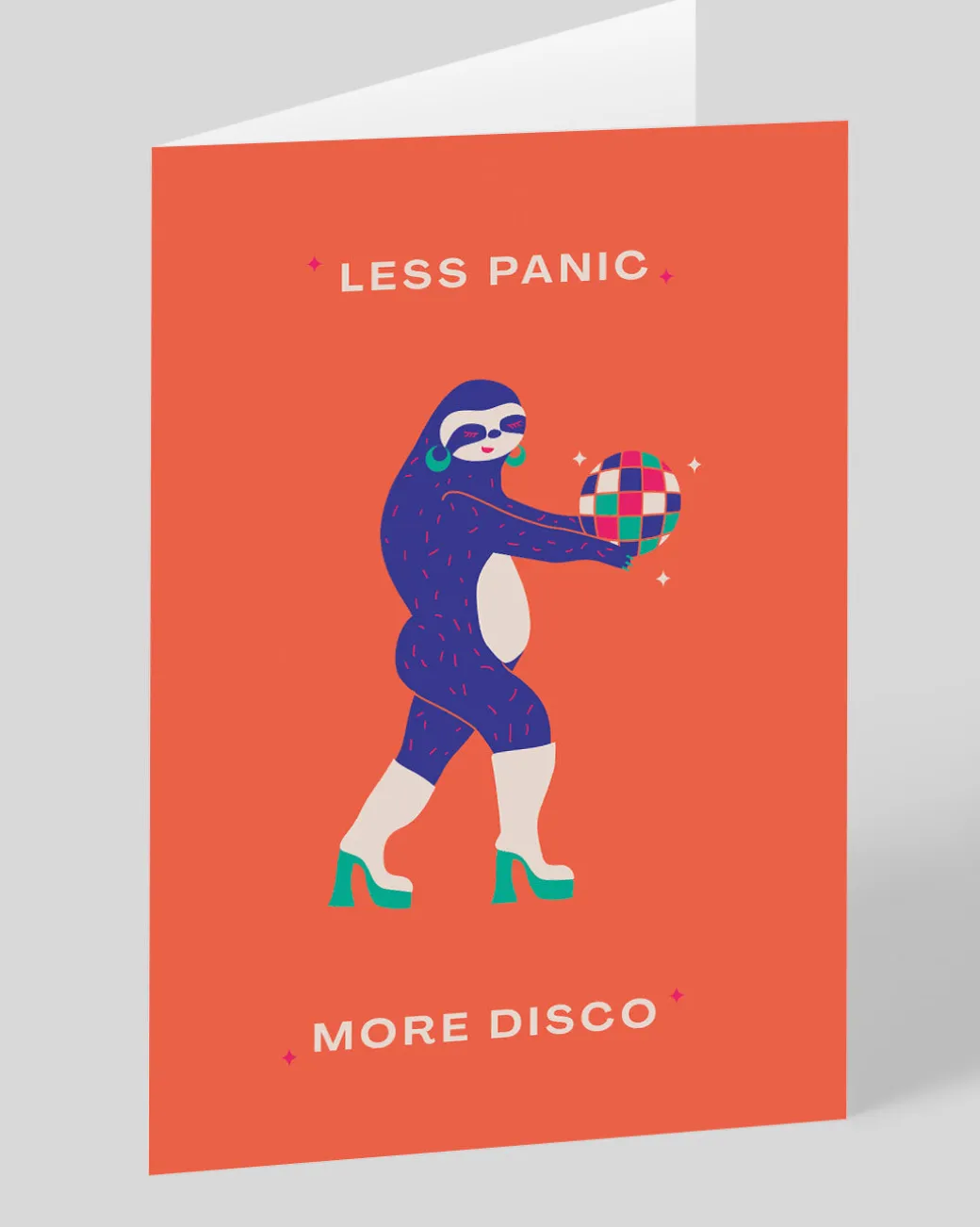 Personalised Less Panic More Disco Sloth Greeting Card | Ohh Deer