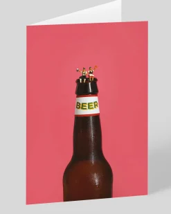 Personalised Little Tiny People Beer Square Greeting Card | Ohh Deer