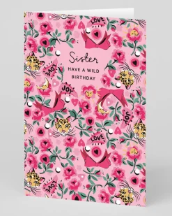 Personalised Pinball Tiger Ditsy Sister Wild Birthday Card | Ohh Deer