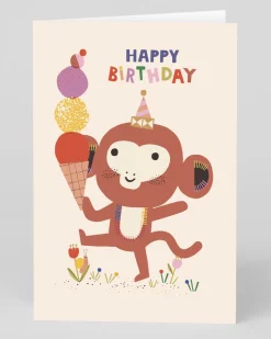 Personalised Playful Monkey And Ice Cream Birthday Card | Ohh Deer