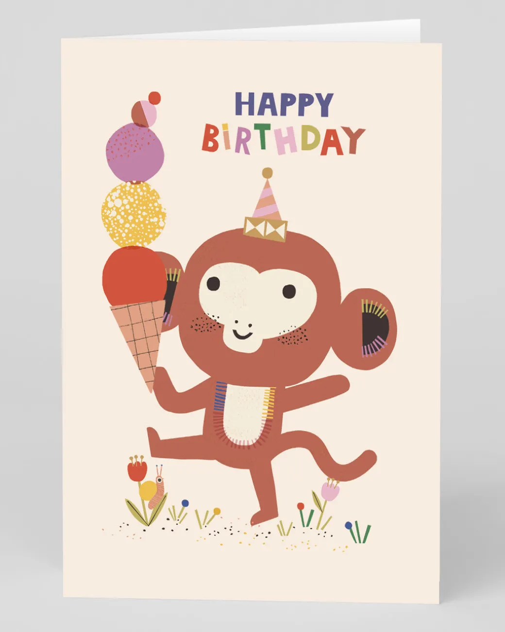 Personalised Playful Monkey And Ice Cream Birthday Card | Ohh Deer