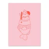 Pink and Red Fish Ice Cream Riso Print (8x6)