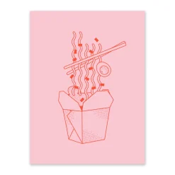 Pink and Red Noodle Box Riso Print (8x6)