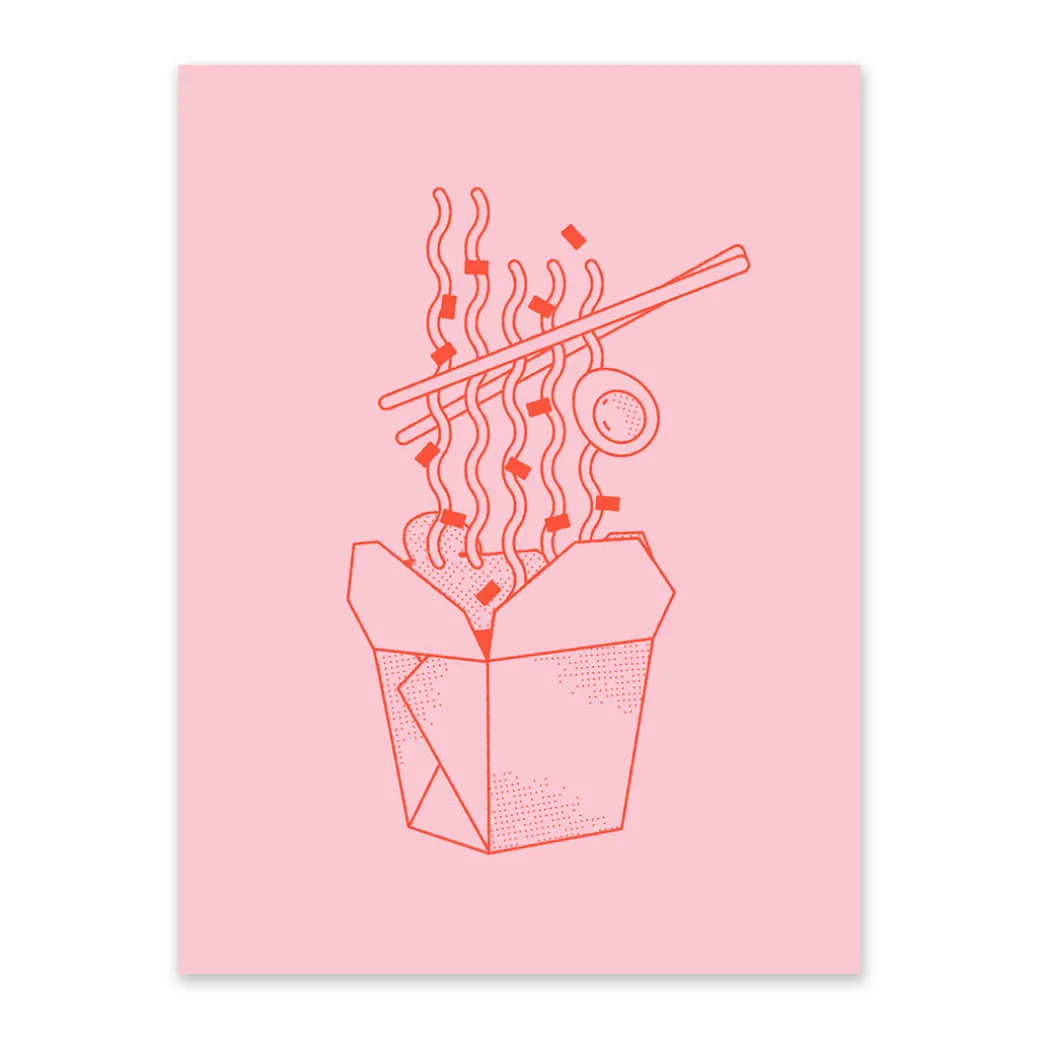 Pink and Red Noodle Box Riso Print (8x6)