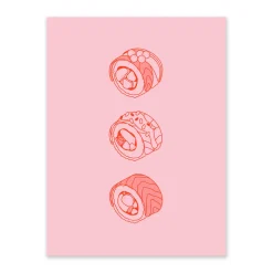 Pink and Red Sushi 1 Riso Print (8x6)