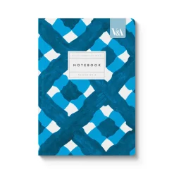 Playful Geometrics Blue Plaid A5 Premium Perfect Bound Notebook
