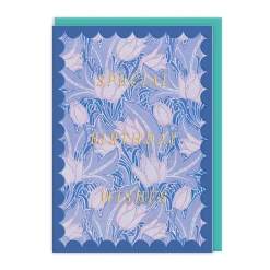 Scalloped Blue Arts & Crafts Birthday Card