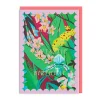 Scalloped Lilac Tropical Florals Birthday Card