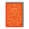 Scalloped Orange Floral Birthday Card