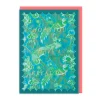 Scalloped Turquoise Birds of Paradise Birthday Card