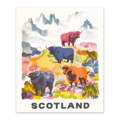 Scotland Highland Cows Riso Print (12x10)
