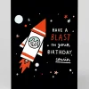 Spaceship Have A Blast Cousin Birthday Card | Ohh Deer