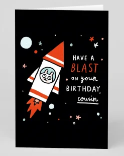 Spaceship Have A Blast Cousin Birthday Card | Ohh Deer
