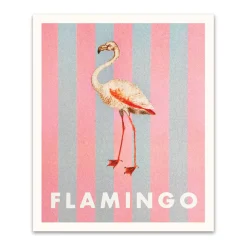 Striped Flamingo Small Art Print (12x10)