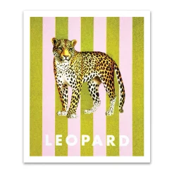 Striped Leopard Small Art Print (12x10)