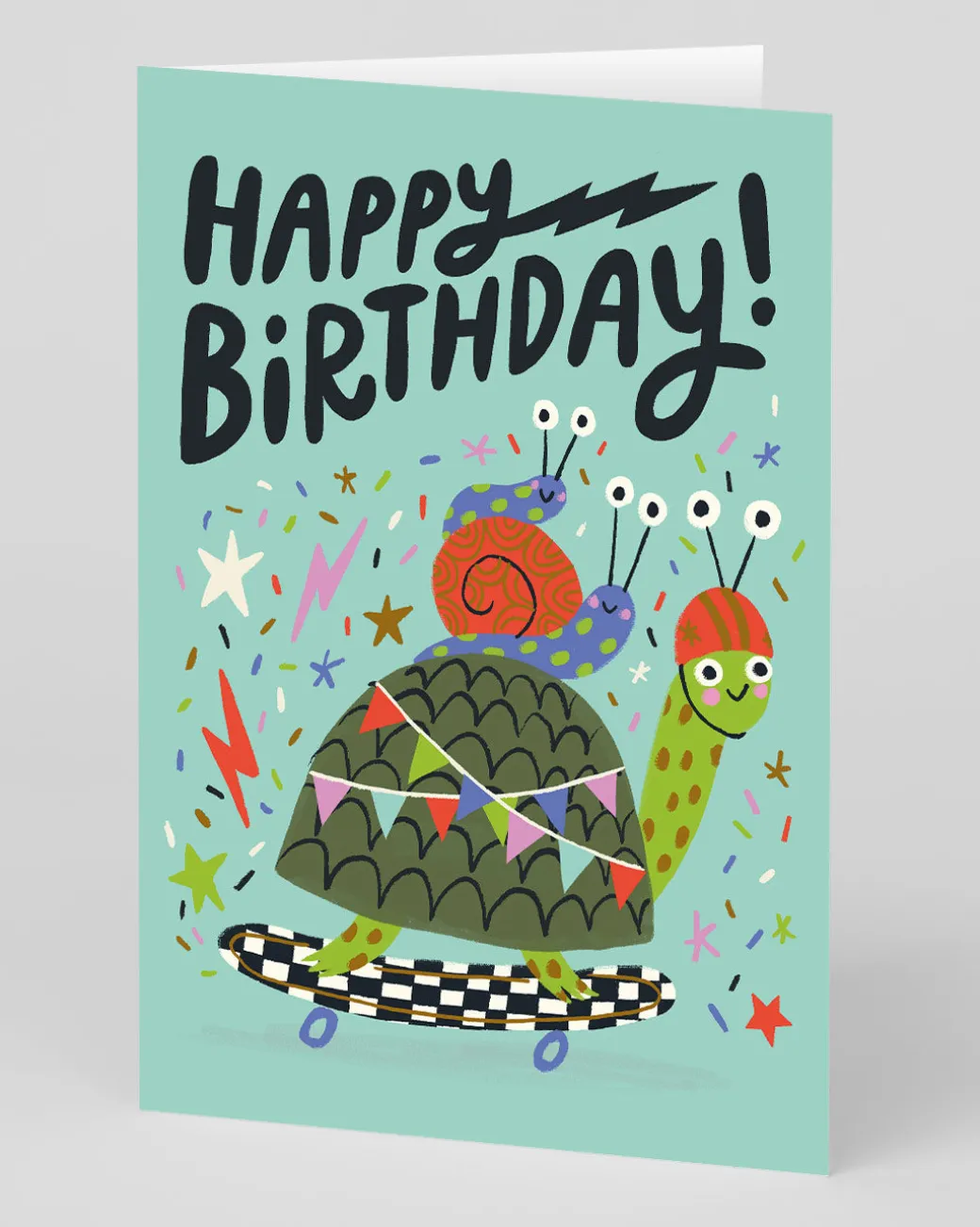 Turtle and Snail Skateboard Birthday Card | Ohh Deer