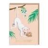 White Monkey Birthday Card